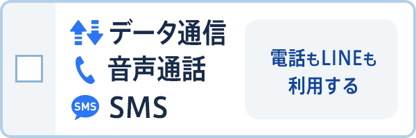 データ通信 音声通話 SMS