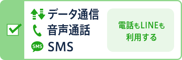 データ通信 音声通話 SMS