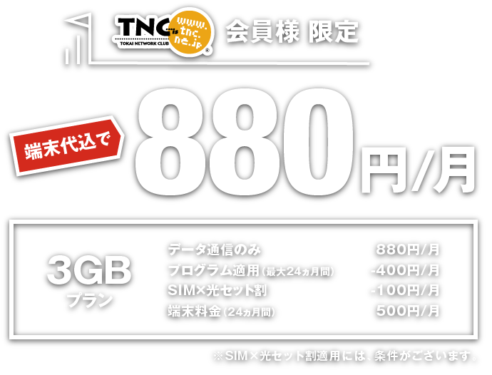端末代込で880円